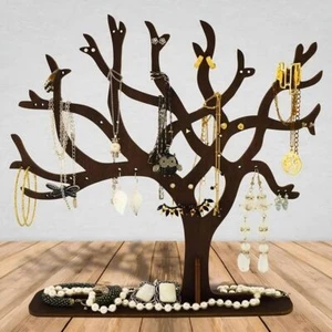 Wood Jewelery Tree Organizer Retro Earring Display Bracelets - Picture 1 of 8