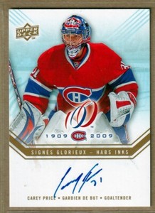 2008-09 Upper Deck Montreal Canadiens Centennial Habs INKS #CP Carey Price AUTO