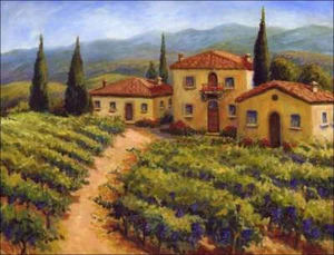 Azulejo de decoración y acento toscano Joanne Morris arte de paisaje margosiano JM080AT - Imagen 1 de 4