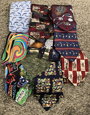Lot of 9-Silk Ties, Various Brands 56”L 4”W Beautiful Colorful Fun Neckties