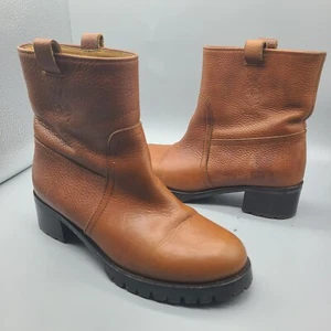 Ralph Lauren Polo Boots Women Brown Leather ankle pull-on size 37.5/ 7.5 vintag - Picture 1 of 11