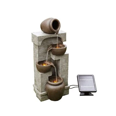 Teamson Home Solar Powered Exterior Jardín 4 Niveles Cuenco Cascada Agua Piso F... Foto 1 de 4