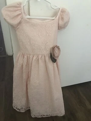 Laura Ashley Little Girl's Floral Lace Pink Fit & Flare Dress-Size 4 - Image 1 of 4