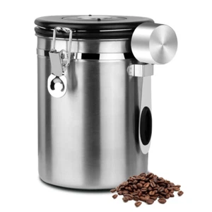 1,8L Kaffeekanister Edelstahl Luftdicht Vorratsbehälter & Messlöffel - Bild 1 von 10