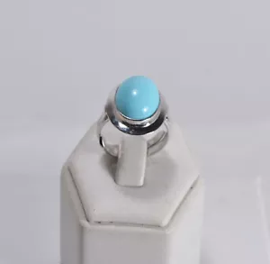 ANELLO IN ARGENTO 925 RODIAT CON PASTA DI TURCHESE OVALE 12 x 16 mm AGNK 099 - Foto 1 di 4