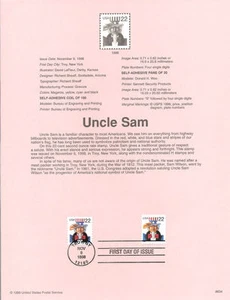 #9834 22c Uncle Sam Stamps #3259/#3263 Souvenir Page - Picture 1 of 1