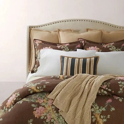 Ralph Lauren Harlow Brinly Floral Bohemian King Duvet Cover Forest Brown $570 - Image 1 of 4