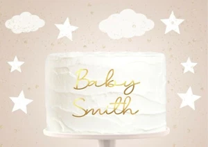 Personalised Baby Shower Cake Charm Glitter Metallic Cake Topper Charm - Picture 1 of 3