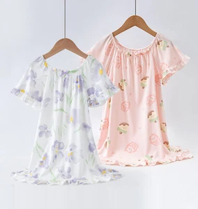 2-12 Years Kids Sleepwear Viscose Bamboo Girls Nightgowns Victorian Pajama Dress - Picture 1 of 25