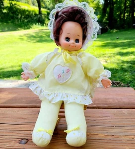 1979 Vintage Baby Brunette Hair Soft Doll UNEEDA W/ Music 🎶 14" - Picture 1 of 12
