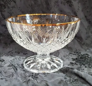 Cristal D'Arques Longchamp Gold Large Footed Fruit Bowl Serving Bowl - Picture 1 of 3