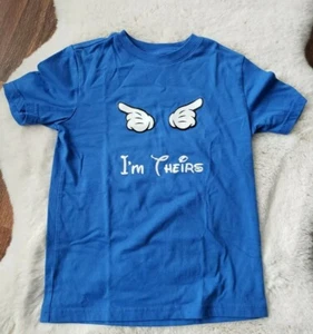 Kids I'm Theirs Cartoon Mickey Hands Blue Short Sleeves T Shirt Size Small 6/7 - Picture 1 of 3