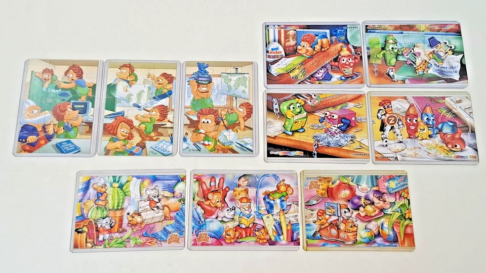 3 Super Puzzles "Schreibtischbande, Ist die Katze aus dem Haus, Ötzis" mit 9 BPZ - Bild 1 von 2