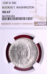 NGC MS-67! 1949-D BOOKER T. WASHINGTON COMMEMORATIVE HALF ONLY 6,004 MADE! - Picture 1 of 3