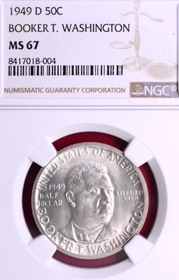 NGC MS-67! 1949-D BOOKER T. WASHINGTON COMMEMORATIVE HALF ONLY 6,004 MADE! - Image 1 of 3