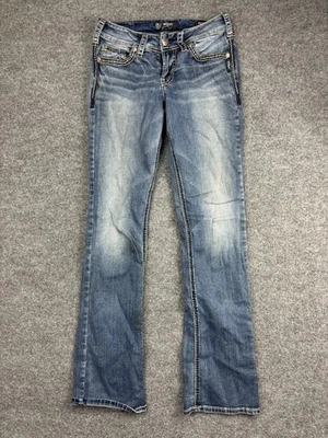 Pantalones de mezclilla Silver Jeans Co Suki Mid Bootcut para mujer 28x33 azul bordado Foto 1 de 4