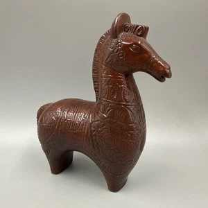Vintage MCM Bitossi Style Trojan Horse Ceramic Figure Green Bronze Signed - Picture 1 of 12