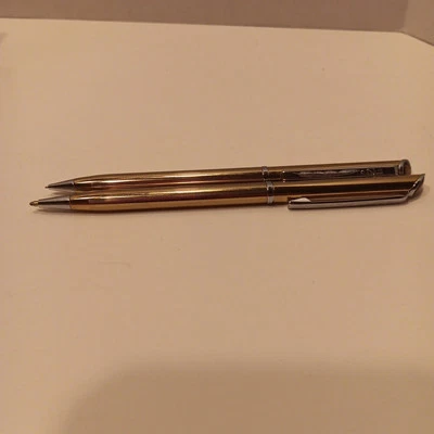 Caneta penas vintage e lápis mecânico feitos nos EUA ouro - Imagem 1 de 3
