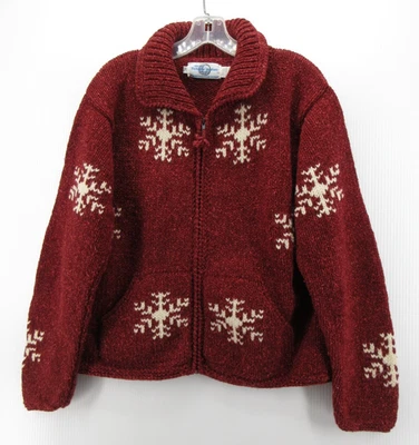 Cárdigan grueso vintage The Sweater Venture para mujer XL rojo mezcla de lana copo de nieve Foto 1 de 4