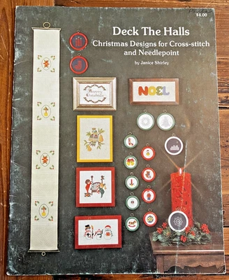 Deck the Halls Christmas designs for cross stitch/needlepoint pattern leaflet - Image 1 of 4
