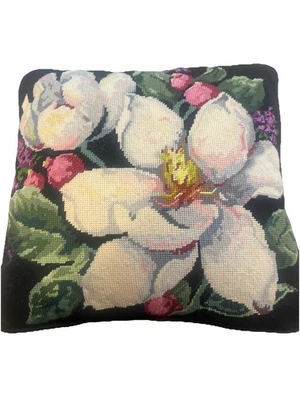 Magnolia Needlepoint 12 X 12 Pillow - Image 1 of 2