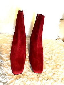 AJ Valenci Ankle Boots size 9M RED  Suede Leather 2 .2" 756453 Heels Ladies