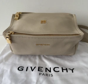 GIVENCHY Sugar Goatskin Leather Mini Pandora Crossbody Bag Handbag, Beige - Picture 1 of 13