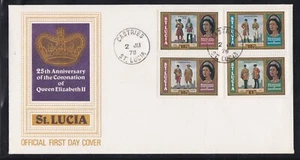 ST LUCIA 1978 FIRST DAY COVER 25th ANNIV CORONATION OF QE II + CACHET - Picture 1 of 1