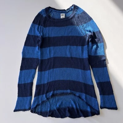 Suéter suéter tejido suelto abierto a rayas azul NSF para mujer talla S Foto 1 de 4