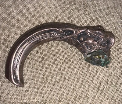 Antiguo mango de escena de caza de serpientes para bastón posiblemente plata cobre Foto 1 de 4