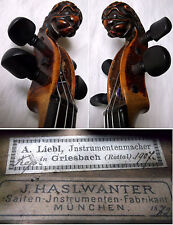 OLD GERMAN LIONHEAD VIOLIN J. Haslwanter 1872 - video ANTIQUE バイオリン скрипка 508