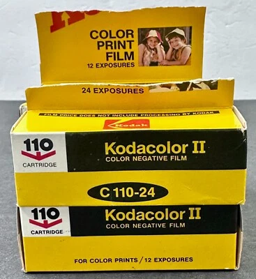 F015 Kodak 110 Cartridge Film Kodacolor II 12 Exposures Expired 1970s 4 Boxes - Image 1 of 3