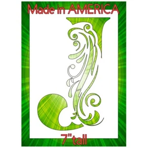 Plantilla de plástico transparente de 5,5"x8" - letra floral del alfabeto J (SCA72)***** - Imagen 1 de 2
