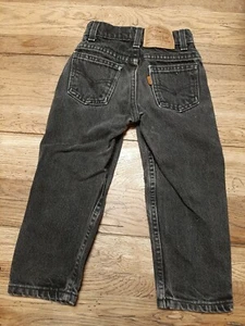 LITTLE LEVIS 550 RELAXED FIT BLACK DISTRESSED DENIM SZ 4 - Picture 1 of 6