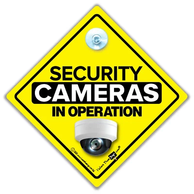 SECURITY CAMERAS IN OPERATION Suction Cup Sign, Security Camera Sign, CCTV Sign - Image 1 of 2