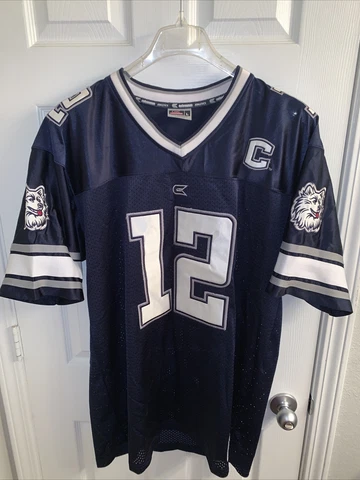 AUTHENTIC STITCHED SEWN UCONN HUSKIES FOOTBALL JERSEY MENS LARGE CONNECTICUT Cover