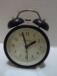 NEWGATE DOUBLE BELL ALARM CLOCK BLACK 6" HIGH - Picture 1 of 9
