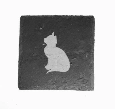 Juego De Posavasos De Café De Pizarra Para Gatos Grabados Con Láser - Imagen 1 de 3