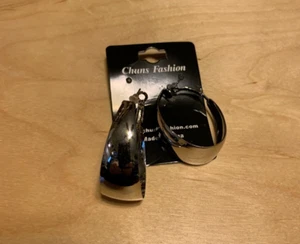 Silver Hoop wide Fashion Jewelry Earrings classic - Picture 1 of 1