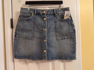 Michael Kors Denim Knopfleiste kurzer MD Stone Wash Rock Größe 14, neu - Bild 1 von 5