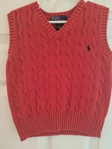 Ralph Lauren Red Cable Sweater Vest - Picture 1 of 4