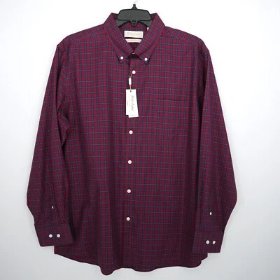 Roundtree & Yorke Gold Label Shirt XXL SLIM FIT Red Navy Plaid Non-Iron NWT - Image 1 of 4