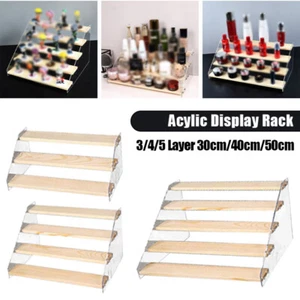 Acrylic Wood Display Stand Shelf 3/4/5 Step Tier Perfume Showcase Rack Organizer - Picture 1 of 27