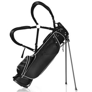 Golf Stand Cart Bag Club w/4 Way Divider Carry Organizer Pockets Storage Black - Picture 1 of 12