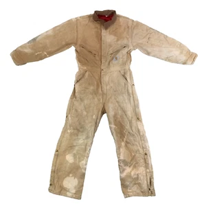 Carhartt Quilt Lined Brown Duck Canvas Overalls Boiler Suit Size 34W 27L - Picture 1 of 24