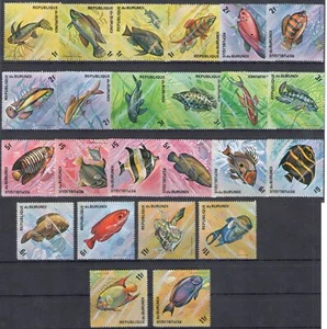 1974 Burundi, Yvert n. 588/64 - Fish - MNH** - Picture 1 of 1