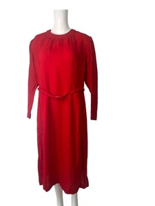 Vestido Philip Dale Vintage Lana Talla 18 Mujer Rojo Cinturón NUEVO EU46 RRP £65 - Imagen 1 de 12
