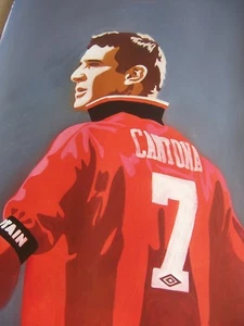 Pintura al óleo de Eric Cantona Manchester United leyenda 28x16 pulgadas, Old Trafford - Imagen 1 de 4
