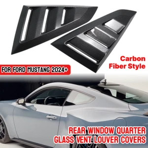 2x Carbon Look Rear Window Glass Duct Louver Vent Covers For Ford Mustang 2024+ - Picture 1 of 6