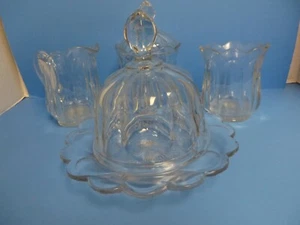 RARE Vtg 4 Piece Heisey Colonial Breakfast Coffee Sugar Cream Spoon Butter Set - Picture 1 of 19